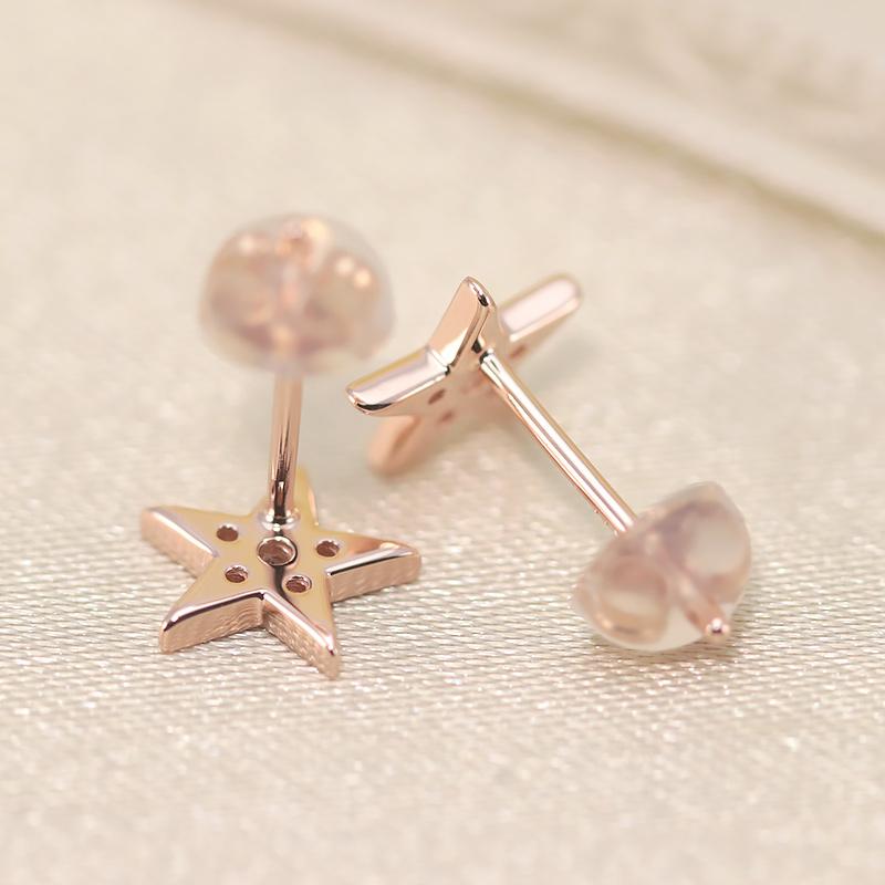 0.06ct ダイヤモンド ピアス K18 YG/PG ゴールド ダイヤ  Hカラー SIクラス 18金 星 可愛い パヴェ スター シリコン 両耳 爆買の画像