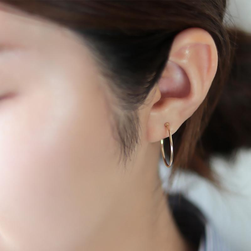 K10 YG イエローゴールド フープ イヤリング ゴールド 10金 K10 両耳 プレゼント ギフト かわいい おしゃれ ストレートの画像