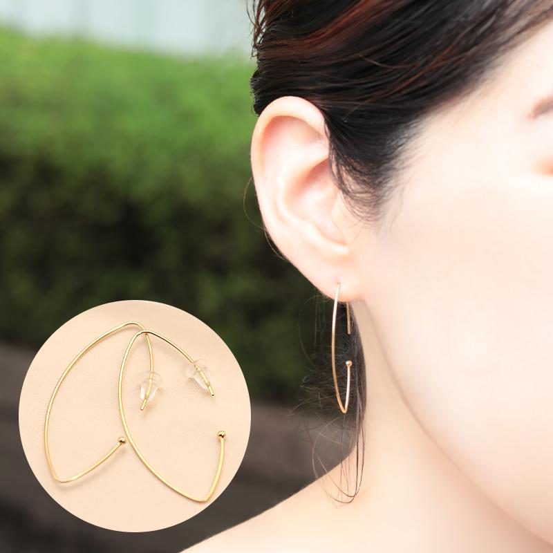 K18 YG イエローゴールド フープ ピアス ゴールド 18金 K18 両耳  