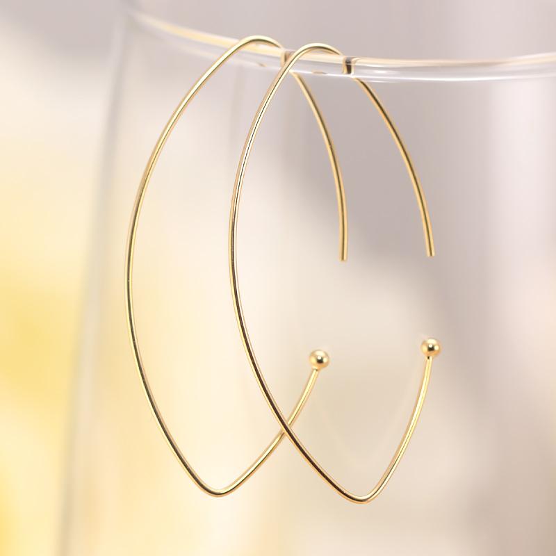 K18 YG イエローゴールド フープ ピアス ゴールド 18金 K18 両耳 プレゼント ギフト かわいい おしゃれ マーキス型 Lサイズ 3サイズの画像