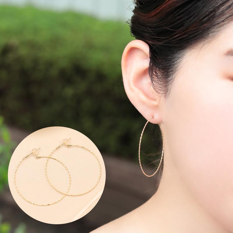 ゴールド ボール フープ ピアス18金Saudi gold