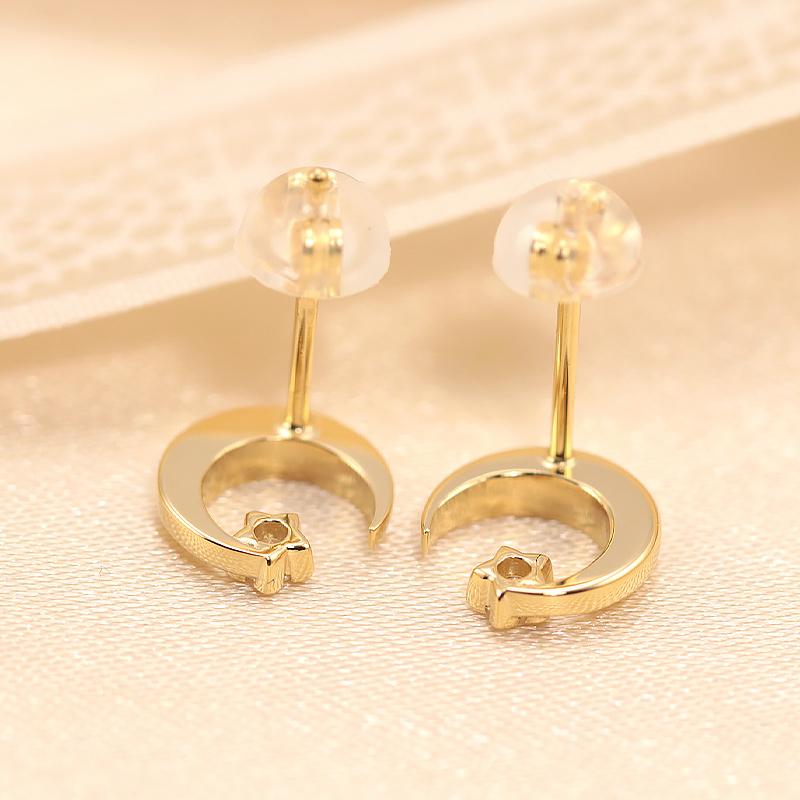 K18 YG/PG ダイヤモンド 0.06ctUP【Hカラークラス/SIクラス】 ピアス 月 星 ゴールド 18金 プレゼント ギフト K18 キャッチ シリコンの画像