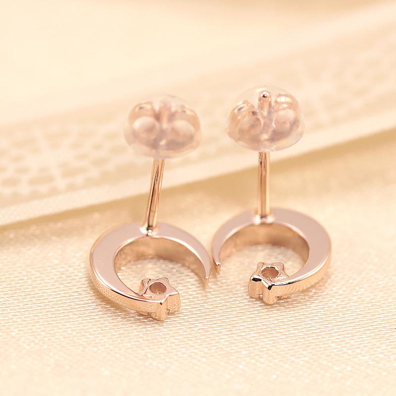 K10 YG/PG ダイヤモンド 0.06ctUP【Hカラークラス/SIクラス】 ピアス 月 星 ゴールド 10金 プレゼント ギフト K10 キャッチ シリコンの画像
