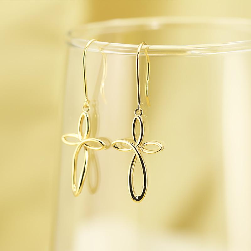 未使用に近い】K18YG & K18WG クロス 十字架 ピアス 18金 刻印あり