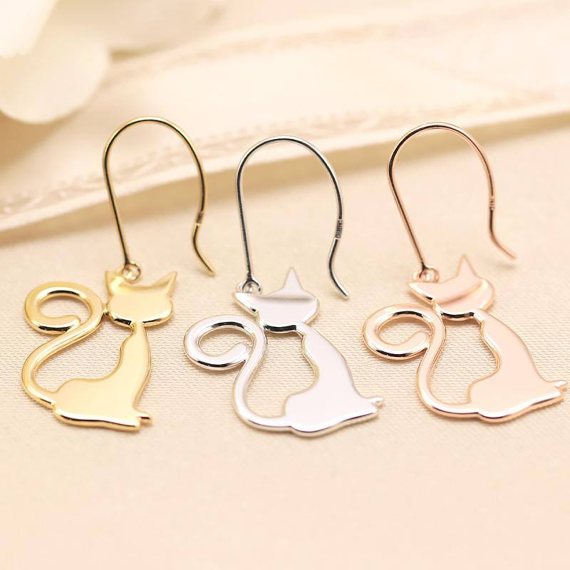 K18 YG/WG/PG 猫 シルエット ピアス 18金 K18 両耳 プレゼント ギフト ゴールドカラーは選べる ねこ かわいい おすわりの画像