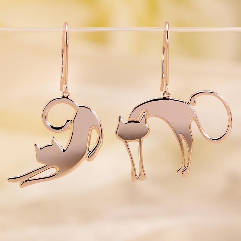 K10 YG/WG/PG 猫 シルエット ピアス 10金 K10 両耳 プレゼント ギフト かわいい ねこ おしゃれ ゴールドカラーは選べる アシメントリーの画像