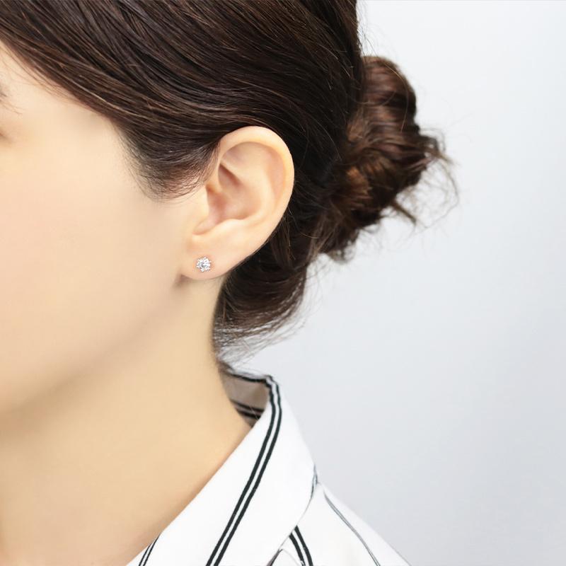 PT1000 ダイヤモンドピアス 0.6ct 【Hカラークラス・SIクラス】 純プラチナ 大粒 一粒 アレルギーフリー パールキャッチ 誕生日 プレゼント ギフト 記念日 両耳の画像