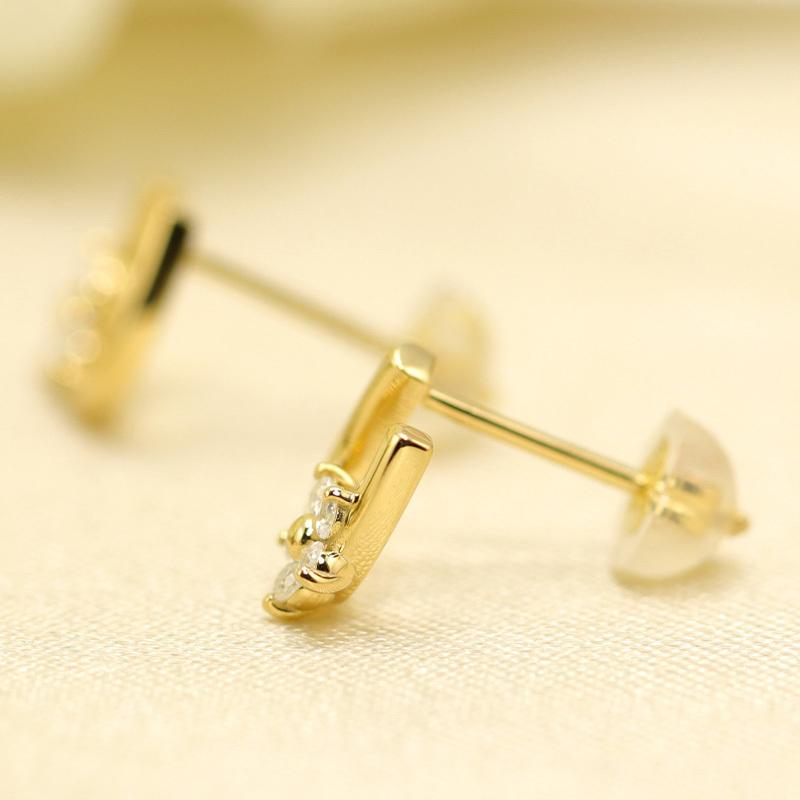 K10 YG/WG/PG ダイヤモンド  0.10ct Hカラークラス/SIクラス 馬蹄 小花 モチーフ ピアス ホースシュー ゴールド 10金 ダイヤ カラーは選べる プレゼント 両耳の画像