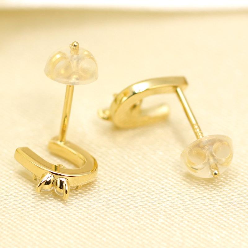 K10 YG/WG/PG ダイヤモンド  0.10ct Hカラークラス/SIクラス 馬蹄 小花 モチーフ ピアス ホースシュー ゴールド 10金 ダイヤ カラーは選べる プレゼント 両耳の画像