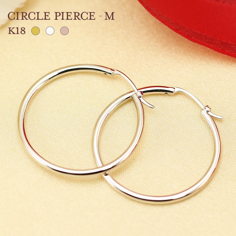 Jeweluce K18 フープ ピアス サークルデザイン M サイズ 両耳 ゴールド  