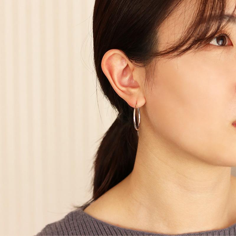 Jeweluce K18 フープ ピアス サークルデザイン M サイズ 両耳 ゴールド  