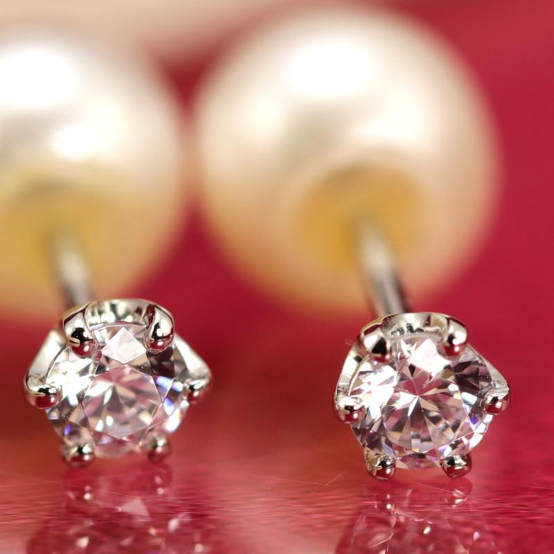 ダイヤモンド スタッド ピアス【Fカラー VS VG クラス】純プラチナ pt1000 0.2ct パールキャッチ付 アレルギーフリーの画像