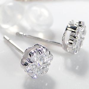 フラワー  ダイヤモンド スタッド ピアス【Fカラー VS VG クラス】プラチナ pt900 0.5ct  インビジブル セッティングの画像