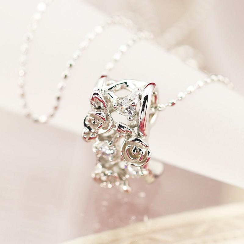 Pt900/K18 YG/PG/WG【0.13ct】ダイヤモンド ペンダント バラ 薔薇 ローズ アンティーク k18 PT プラチナ ゴールド  jdp0013の画像