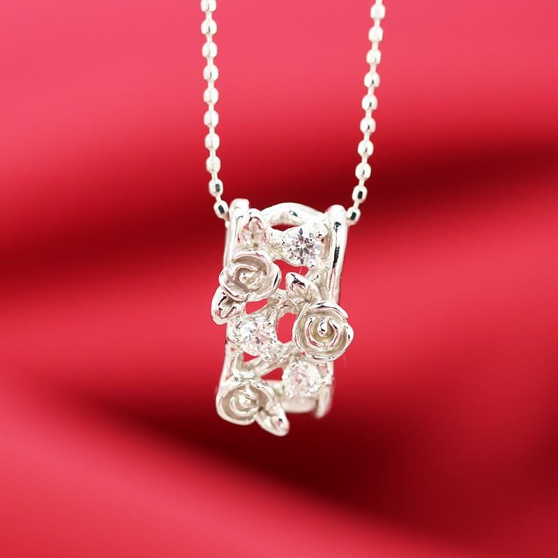 Pt900/K18 YG/PG/WG【0.13ct】ダイヤモンド ペンダント バラ 薔薇 ローズ アンティーク k18 PT プラチナ ゴールド  jdp0013の画像