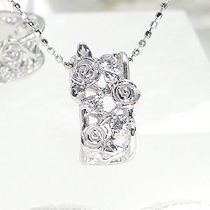 Pt900/K18 YG/PG/WG【0.13ct】ダイヤモンド ペンダント バラ 薔薇 ローズ アンティーク k18 PT プラチナ ゴールド  jdp0013の画像