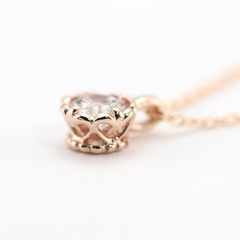 ダイヤモンド ペンダント 一粒 Dia 大粒 ハートの石座 k18PG/WG/YG 0.26ct  ゴールド 選べるカラーの画像
