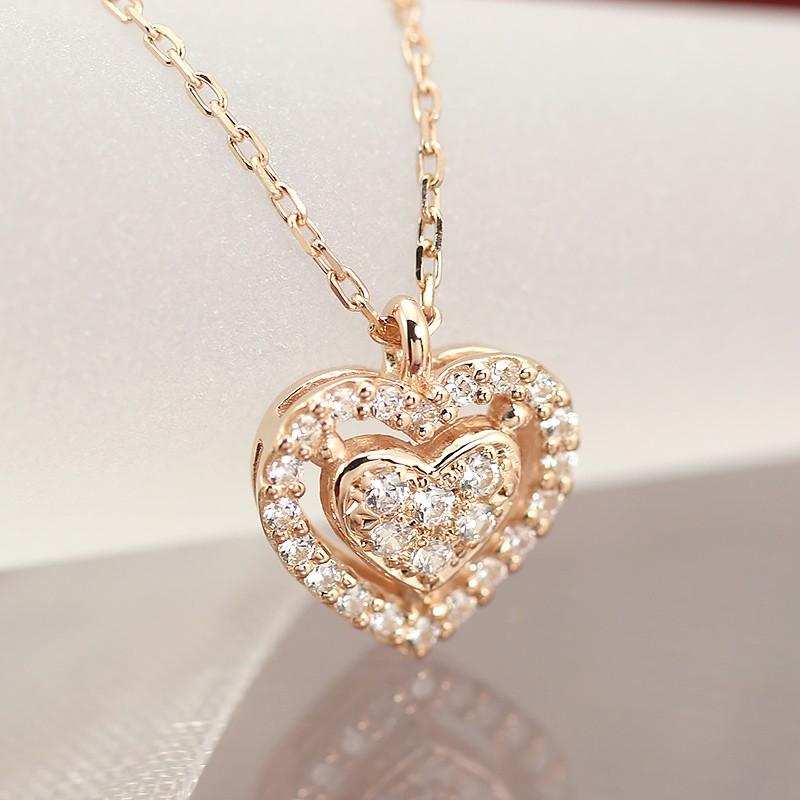 K18PG【0.15ct】ダイヤモンド ペンダント パヴェ ハート ネックレス k18 ピンクゴールド 選べるカラー【Hカラークラス・SIクラス】の画像