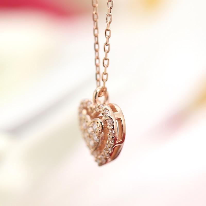 K18PG【0.15ct】ダイヤモンド ペンダント パヴェ ハート ネックレス k18 ピンクゴールド 選べるカラー【Hカラークラス・SIクラス】の画像
