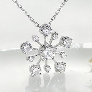 K18WG/PG/YG ダイヤモンド ペンダント スノーフレーク 0.3ct 【Hカラークラス・SIクラス】 k18 雪の結晶 花 ゴールド  jdp0023の画像