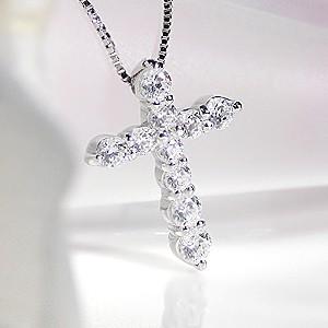 PT900【0.50ct】ダイヤモンド ペンダント pt900 プラチナ テンダイヤモンド 10粒 10石 クロス 【Hカラークラス/SIクラス】 jdp0033の画像