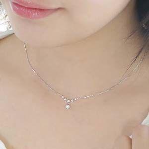K18 WG/PG/YG【0.28ct】ステーション ラインペンダント 揺れる ゴールド ダイヤモンド ネックレス Hカラークラス/SIクラス ライン 大粒  jdp0036の画像