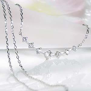 K18 WG/PG/YG 0.30ct ステーション ラインペンダント Hカラークラス/SIクラス ラインネックレス ゴールド ダイヤモンド 7石  0.3ct jdp0038の画像