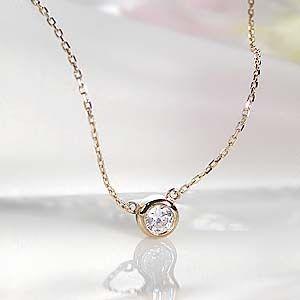 K18YG/PG/WG 【0.10ct】フクリン ゴールド ダイヤモンド ペンダント 誕生石 4月 一粒 0.1ct jdp0043の画像