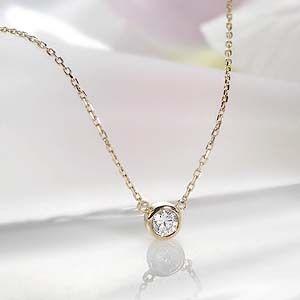 K18YG/PG/WG 0.07ct フクリン 一粒ダイヤ ペンダント ゴールド ダイヤモンド ネックレス 誕生石 4月 一粒 0.07ct jdp0044