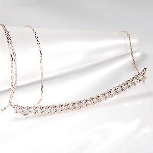 K18PG【0.35ct】蜂蜜色したダイヤモンド ラインペンダント ハニーブラウン ダイヤ ラインネックレス jdp0045の画像