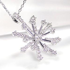K18WG 雪の結晶モチーフネックレス タンザナイト/ダイヤモンド K18ネックレス(雪の結晶モチーフ/12