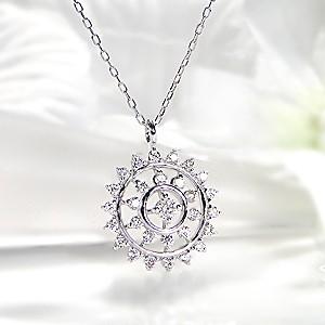 K18WG/PG/YG 【0.30ct】サンフラワー ペンダント ダイヤモンド ゴールド ダイヤ 【Hカラークラス・SIクラス】ネックレス フラワー 花 ひまわり 0.3ctUP jdp0060の画像