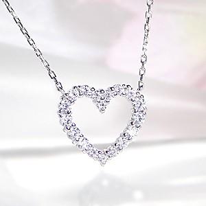 K18WG/PG/YG 【0.30ct】ハート ペンダント ゴールド ダイヤモンド【Hカラークラス・SIクラス】 ダイヤ ネックレス ハートモチーフ 0.3ctUP jdp0061の画像