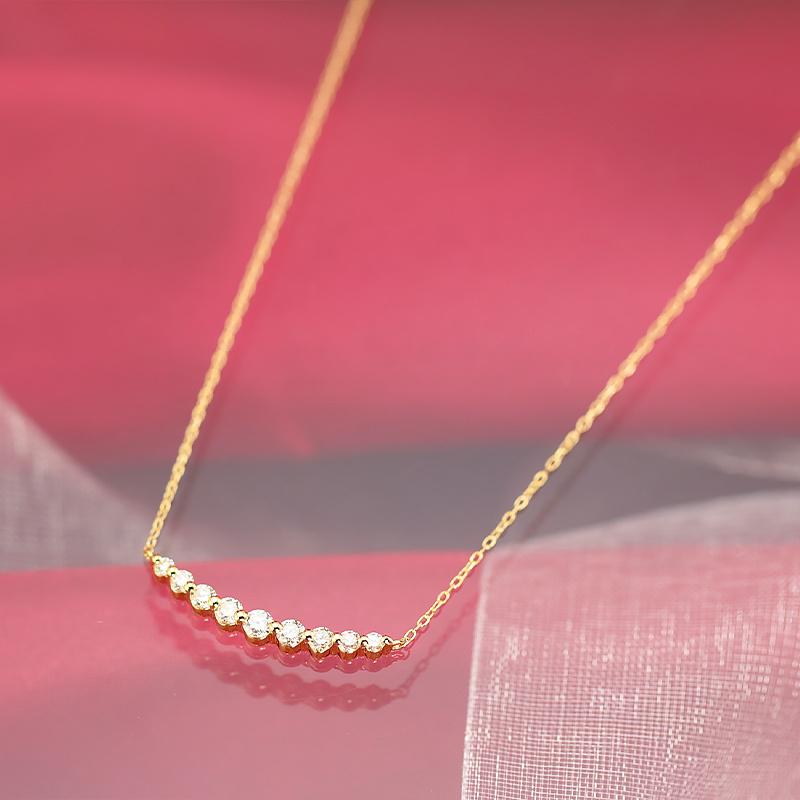 K18 YG WG PG ゴールド ダイヤモンド ダイヤ ネックレス ペンダント 0.30ctUP グラデーション ライン 18k 18金 9石 jdp0067の画像