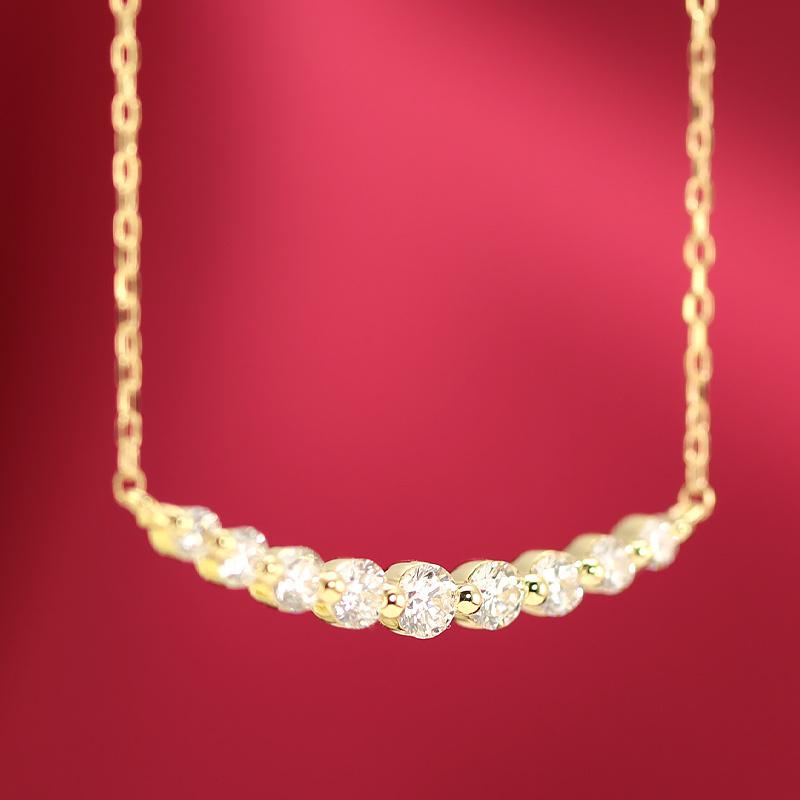K18 YG WG PG ゴールド ダイヤモンド ダイヤ ネックレス ペンダント 0.30ctUP グラデーション ライン 18k 18金 9石 jdp0067の画像