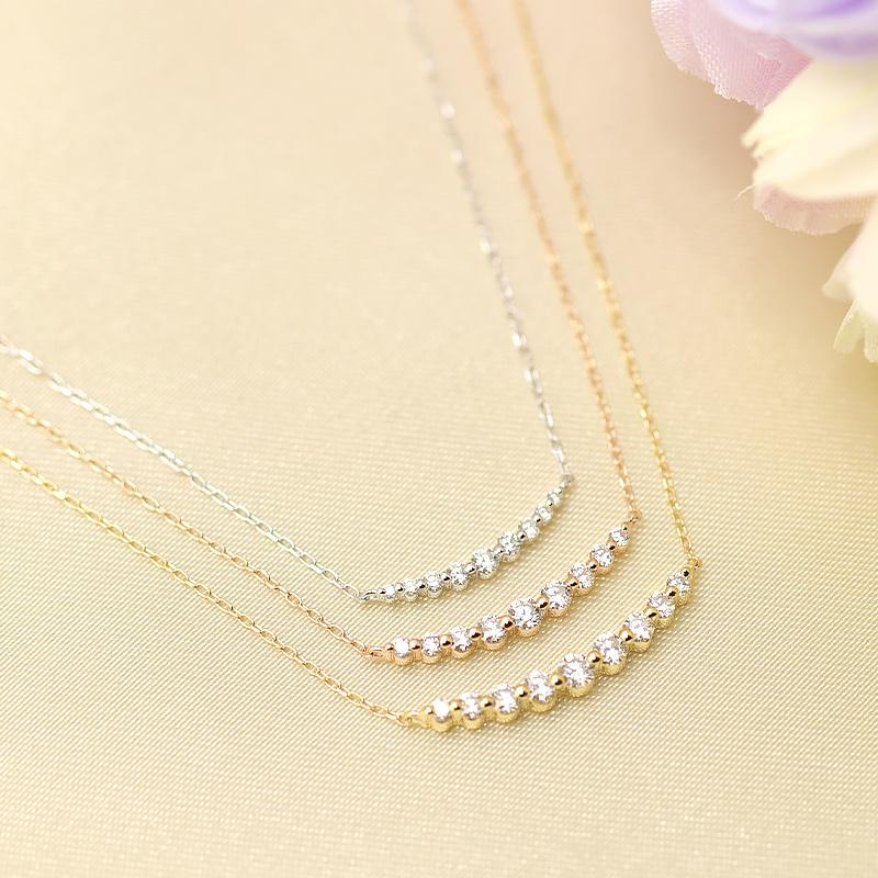 Jeweluce K18 WG/PG ダイヤモンド【0.10ct】ダイヤ ネックレス Jeweluce K18 WG/PG ダイヤモンド【0.10ct】ダイヤ ネックレス