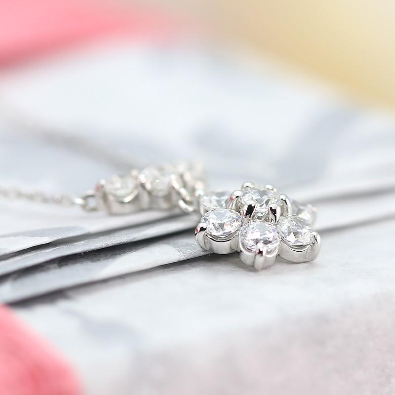 pt900 0.5ct プラチナ ダイヤモンド ダイヤ 【Hカラークラス・SIクラス】ネックレス ペンダント フラワー 花 テンダイヤモンド 10周年 10粒 10石の画像