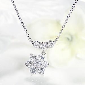 pt900 0.5ct プラチナ ダイヤモンド ダイヤ 【Hカラークラス・SIクラス】ネックレス ペンダント フラワー 花 テンダイヤモンド 10周年 10粒 10石の画像