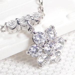pt900 0.5ct プラチナ ダイヤモンド ダイヤ 【Hカラークラス・SIクラス】ネックレス ペンダント フラワー 花 テンダイヤモンド 10周年 10粒 10石の画像