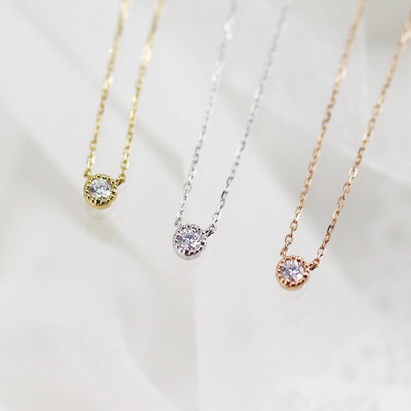 0.06ctUP ペンダント ダイヤモンド ネックレス K18YG WG PG クラシカル 一粒ダイヤモンド Hカラークラス/SIクラスの画像