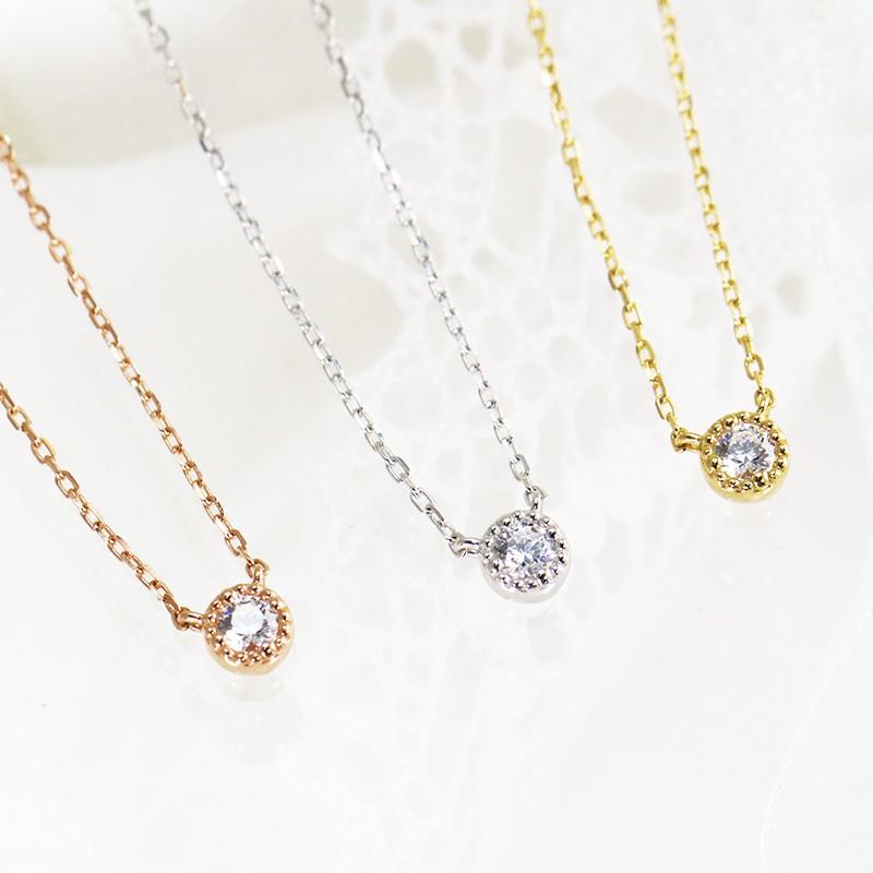 0.06ctUP ペンダント ダイヤモンド ネックレス K18YG WG PG クラシカル 一粒ダイヤモンド Hカラークラス/SIクラスの画像