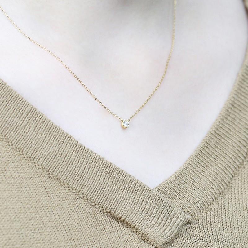 0.06ctUP ペンダント ダイヤモンド ネックレス K18YG WG PG クラシカル 一粒ダイヤモンド Hカラークラス/SIクラスの画像