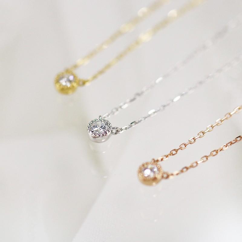0.06ctUP ペンダント ダイヤモンド ネックレス K18YG WG PG クラシカル 一粒ダイヤモンド Hカラークラス/SIクラスの画像