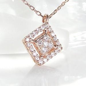 K10 YG/PG/WG ダイヤモンド ペンダント スクエア 菱形 ダイヤ Hカラークラス/SIクラス 10金  ゴールド 選べるゴールドカラーは3色の画像