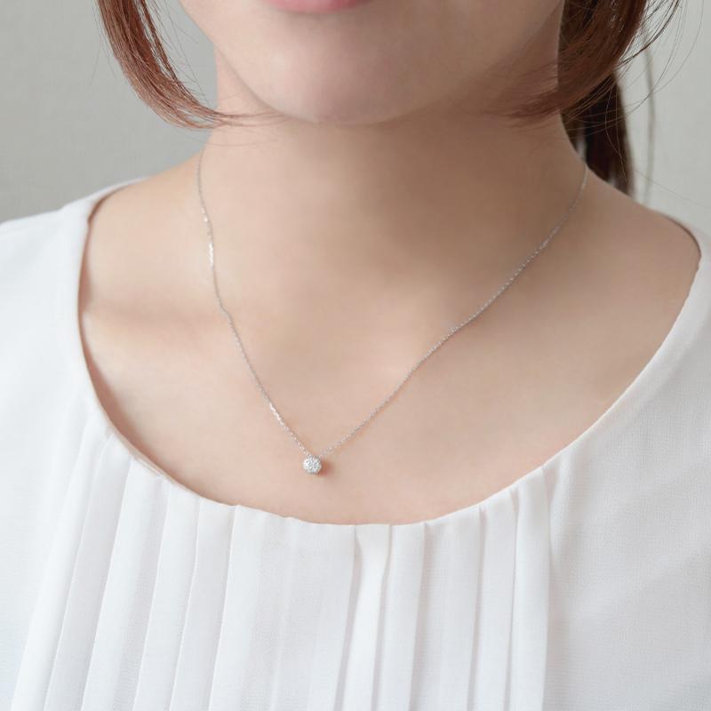 K18 YG/WG/PG ダイヤモンド 0.05ctUP 【Hカラークラス/SIクラス】 プチパヴェペンダント ネックレス ダイヤ 7p ゴールド スリーカラー プレゼント ギフトの画像