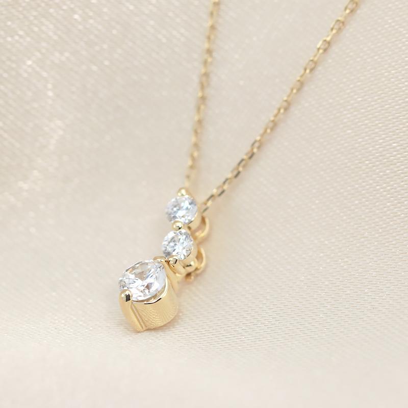 K10YG/PG ダイヤモンド 0.3ctUP 【Hカラークラス/SIクラス】 トリロジー ペンダント ネックレス ダイヤ  10金 ゴールド プレゼント ギフトの画像