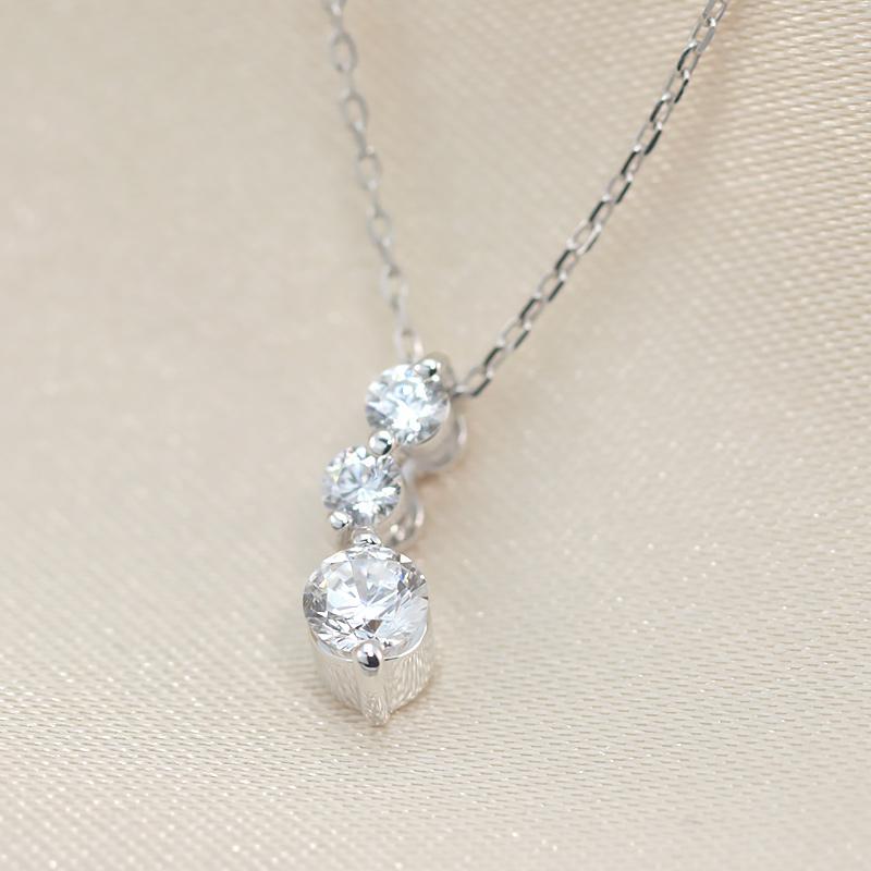 K10YG/PG ダイヤモンド 0.3ctUP 【Hカラークラス/SIクラス】 トリロジー ペンダント ネックレス ダイヤ  10金 ゴールド プレゼント ギフトの画像