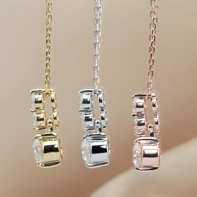K10YG/PG ダイヤモンド 0.3ctUP 【Hカラークラス/SIクラス】 トリロジー ペンダント ネックレス ダイヤ  10金 ゴールド プレゼント ギフトの画像