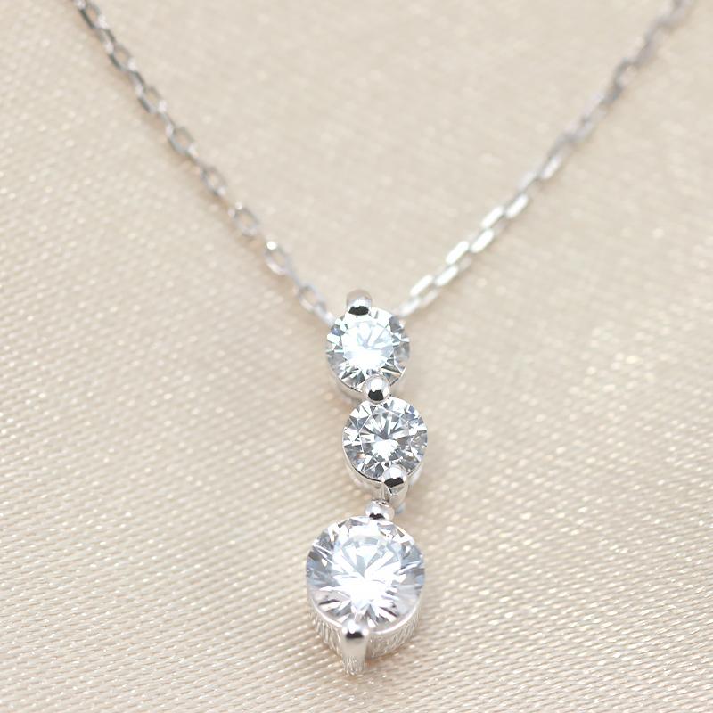 K10YG/PG ダイヤモンド 0.5ctUP 【Hカラークラス/SIクラス】 トリロジー ペンダント ネックレス ダイヤ  10金 ゴールド プレゼント ギフトの画像