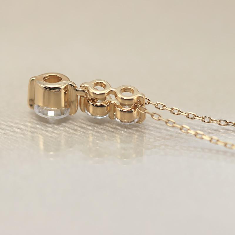 K10YG/PG ダイヤモンド 0.5ctUP 【Hカラークラス/SIクラス】 トリロジー ペンダント ネックレス ダイヤ  10金 ゴールド プレゼント ギフトの画像